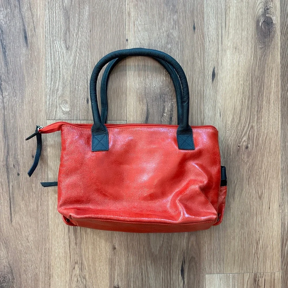 Cleo and Patek Red Leather Shoulder Bag with Black with original‎ storage bag